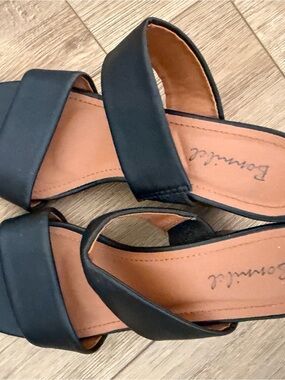 Women’s Black Slip-On Block Heel Sandals by
